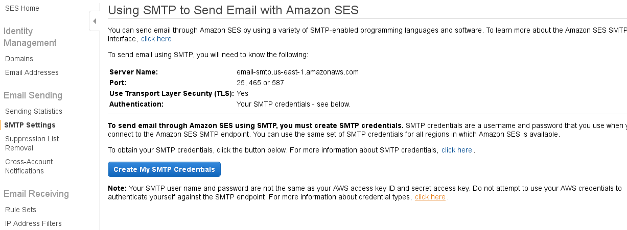 Amazon Simple Email Service Configuration