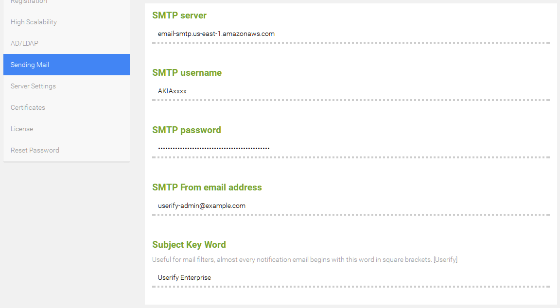 Configuring Userify for  Simple Email Service - Userify SSH