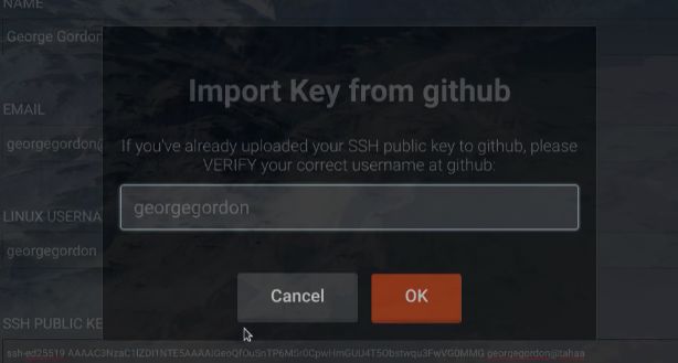 This video shows how to import your SSH public key from Github.